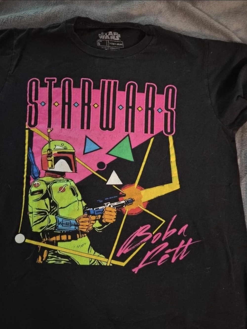 Star Wars Black Shirt with Neon Boba Fett Graphic